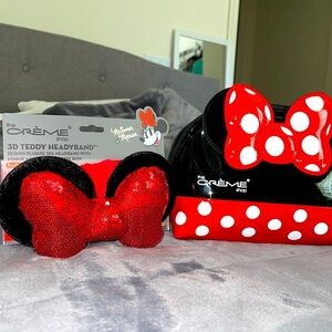 Minnie Mouse Makeup Bag & Spa Headband Bow Bundle
